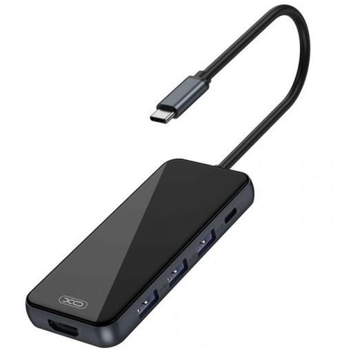 XO HUB002 5 az 1-ben USB-C adapter (Grau) – HDMI, 3×USB, PD Schnellladen