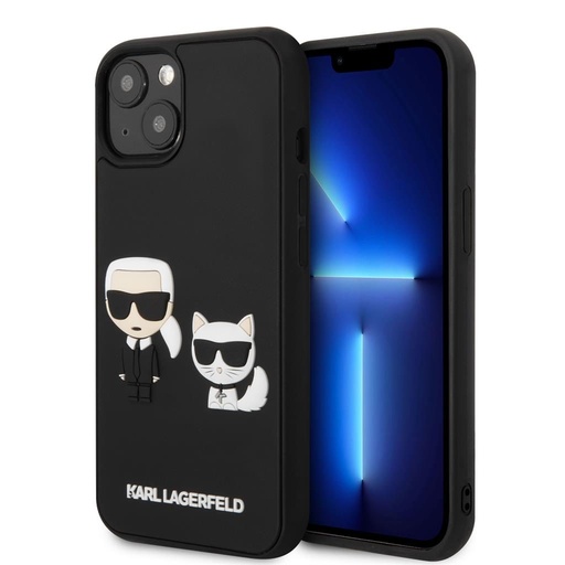 Apple iPhone 13 Karl Lagerfeld & Choupette 3D Hülle (Schwarz) – KLHCP13M3DRKCK