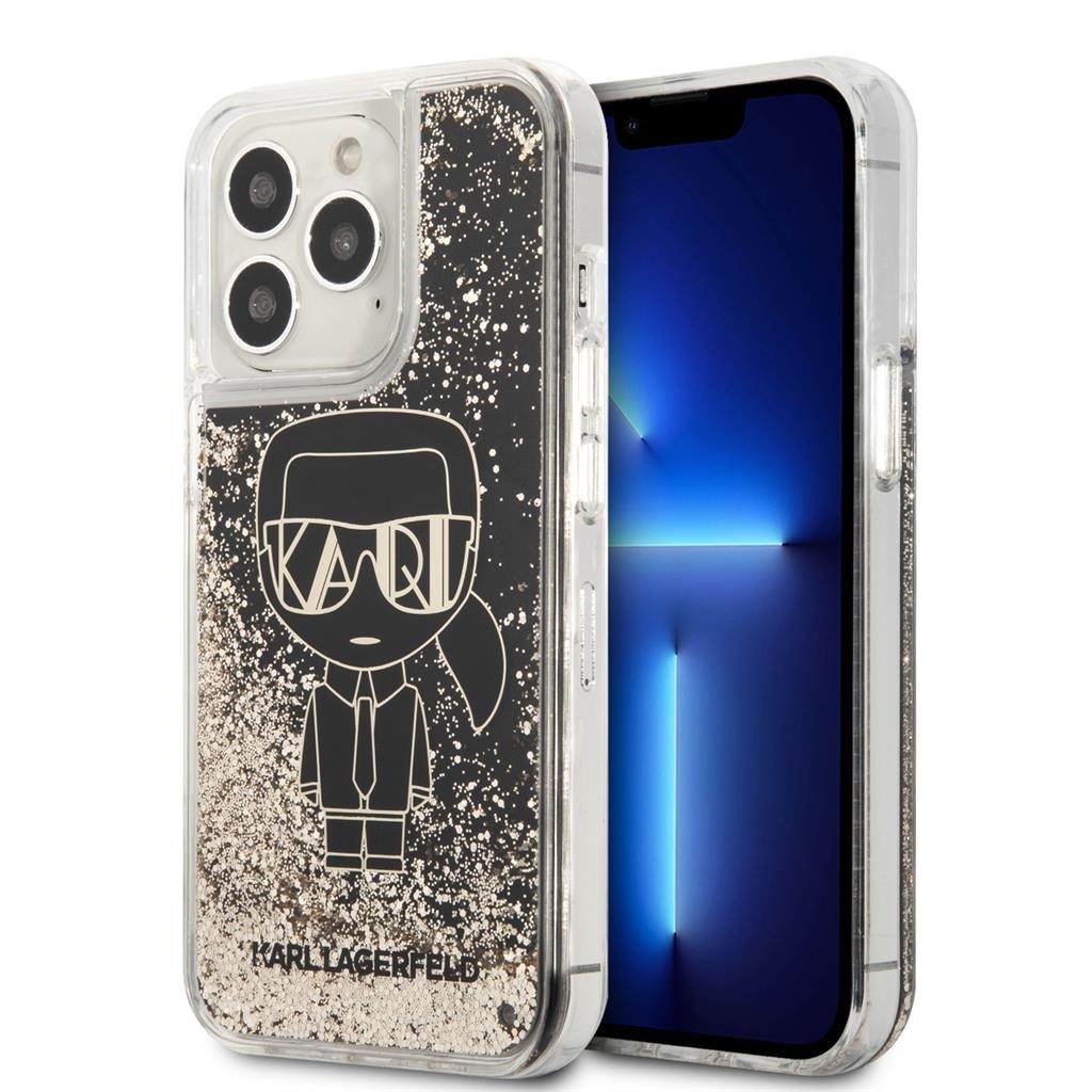 Apple iPhone 13 Pro Max Karl Lagerfeld Liquid Glitter Gatsby tok (Fekete) – KLHCP13XLGGKBK