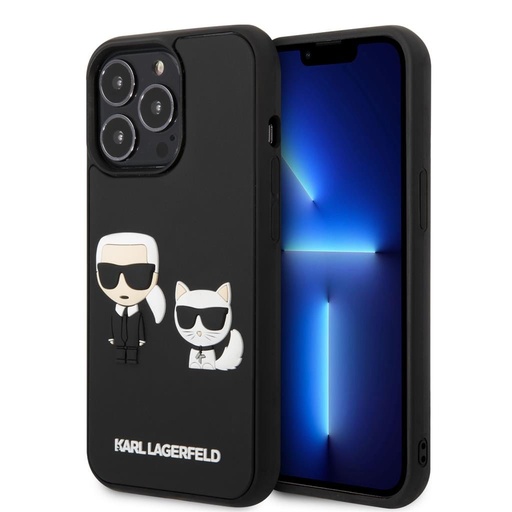 Apple iPhone 13 Pro Max Karl Lagerfeld & Choupette 3D Silikon Backcover (Schwarz - KLHCP13X3DRKCK)