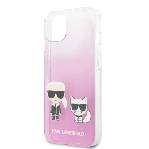 Apple iPhone 13 Pro Karl Lagerfeld PC/TPU Ikonisch Karl and Choupette Hülle (Rosa) – KLHCP13LCKTRP
