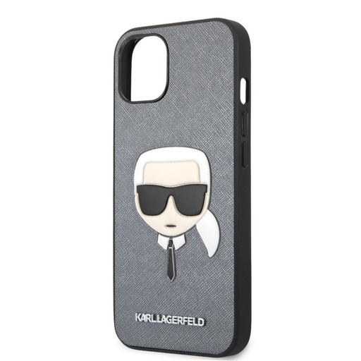 Apple iPhone 13 mini Karl Lagerfeld PU Saffiano Karl Head Hülle (Silber) – KLHCP13SSAKHSL