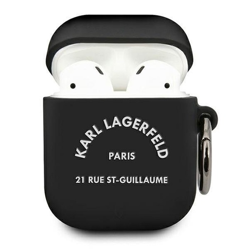 Apple AirPods 1/2 Karl Lagerfeld Rue St Guillaume Hülle (Schwarz) – KLACA2SILRSGBK