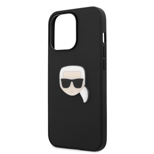 Apple iPhone 13 Pro Karl Lagerfeld PU Leather Karl Head Hülle (Schwarz) – KLHCP13LPKMK