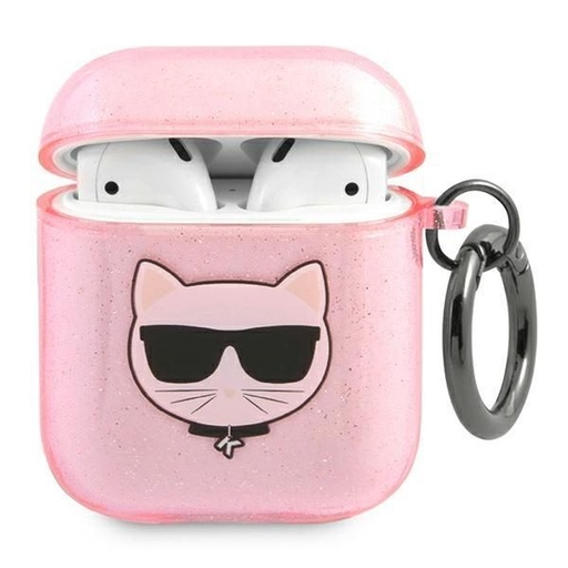 Apple AirPods 1/2 Karl Lagerfeld Choupette Glitter Hülle (Rosa) – KLA2UCHGP