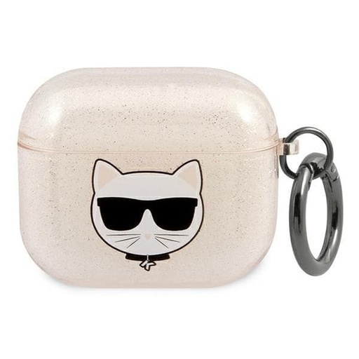 Apple AirPods 3 Karl Lagerfeld Choupette Glitter Hülle (Gold) – KLA3UCHGD
