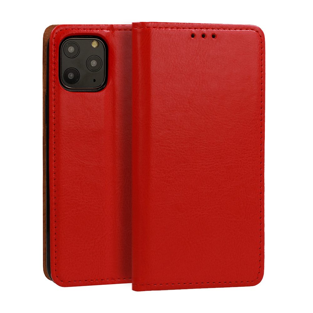 Apple iPhone 12/12 Pro eredeti bőr notesz tok (Piros)