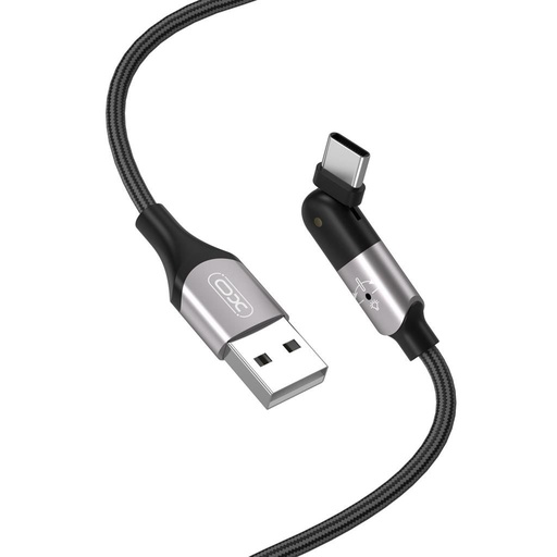 XO NB176 USB-C Datenkabel (Schwarz) – 1.2 m, 2.4A, 180°-ban drehbar Kopf
