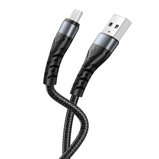 XO NB209 micro USB Datenkabel (Schwarz) – geflochten Abdeckung, Aluminium Gehäuse, 1 m
