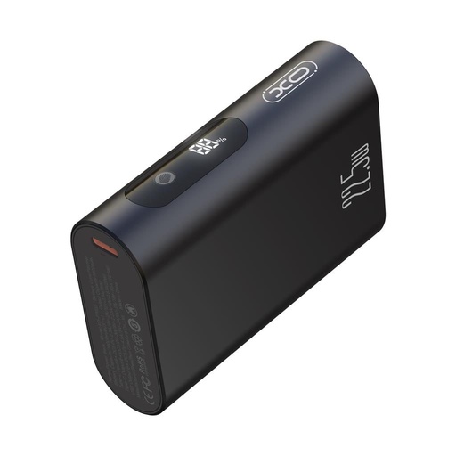 XO PR155 power bank 10000 mAh (Schwarz) – mit Metallgehäuse, digital Display, PD 20W + QC 22.5W, berührungsempfindlich, mini Ausführung
