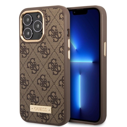 Apple iPhone 13 Pro Guess PU 4G MagSafe Hülle (Braun) - GUHMP13LU4GPRW