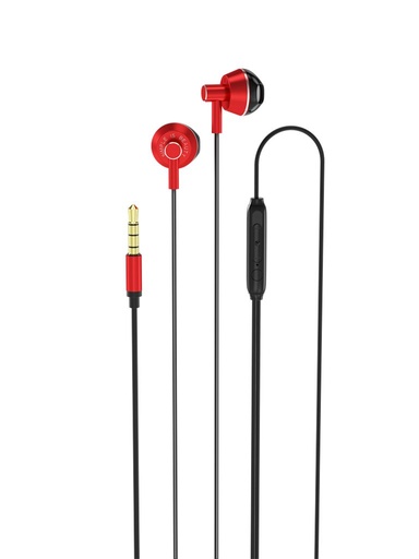 XO EP34 kabelgebunden Kopfhörer, mit Mikrofon, 3,5mm Jack mit Anschluss, schwarz - rot