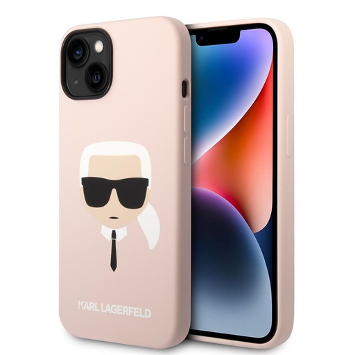 Apple iPhone 14 Plus Karl Lagerfeld MagSafe Liquid Silicone Karl Head pro iPhone 14 Plus Rosa Hülle (Rosa) – KLHMP14MSLKHLP