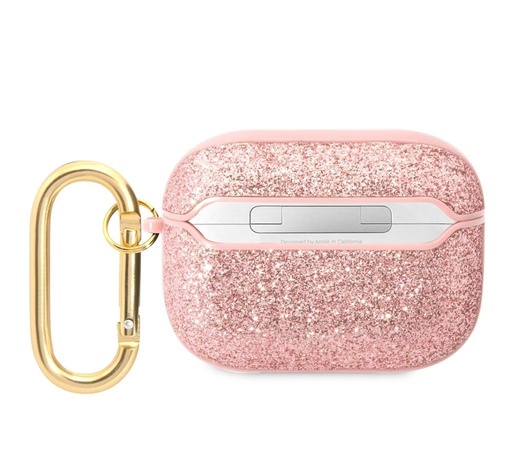 AirPods Pro Guess Glitter Flakes Metal Logo Hülle (Rosa) - GUAPHGGSHP