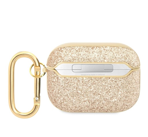 AirPods Pro Guess Glitter Flakes Metal Logo Hülle (Gold) - GUAPHGGSHD