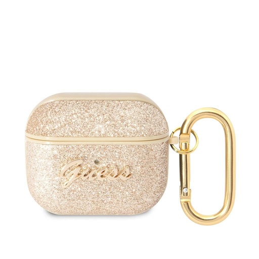 AirPods 3 Guess Glitter Flakes Metal Logo Hülle (Gold) - GUA3HGGSHD