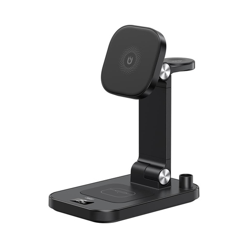 XO TK23 digital mit Display magnetisch 4 az 1-ben Ladegerät (Schwarz) – 15W für Handy, 5W für Kopfhörer, 2.5W für Smartwatch, 2W kapazitiv