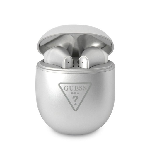 Guess BT Kopfhörer Dreieck mit Logo (Glänzend Silber) – GUTWST82TRS