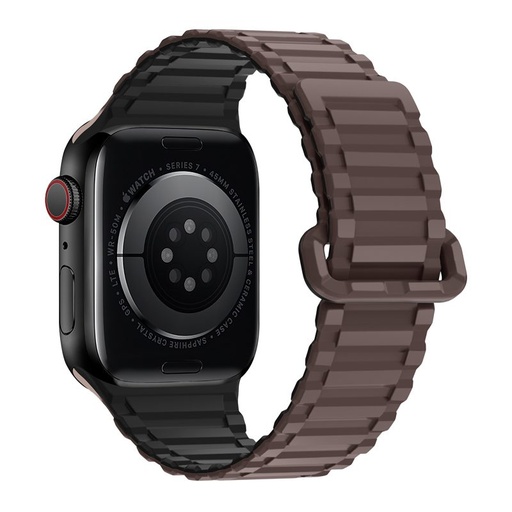 Apple Watch 42 / 44 / 45 / 49 mm Hoco WA06 flexibel magnetisch Silikon Riemen Kaffee schwarz
