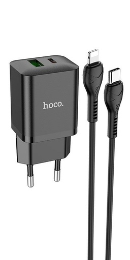 Hoco N28 Netz- Schnellladegerät (QC + PD Anschluss), PD lightning Kabel, schwarz
