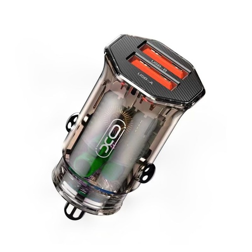 XO CC49 Auto- Ladegerät (2xUSB port), transparent/braun