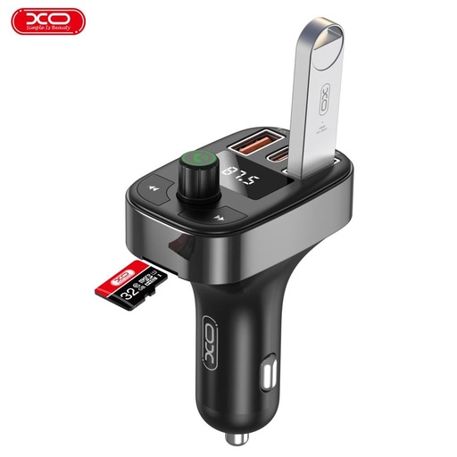 XO BCC06 FM transmitter USB-C 25W+USB-A 25W=50W MP3+TF card, schwarz