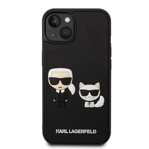 Apple iPhone 14 Karl Lagerfeld & Choupette 3D Hülle (Schwarz) – KLHCP14S3DRKCK