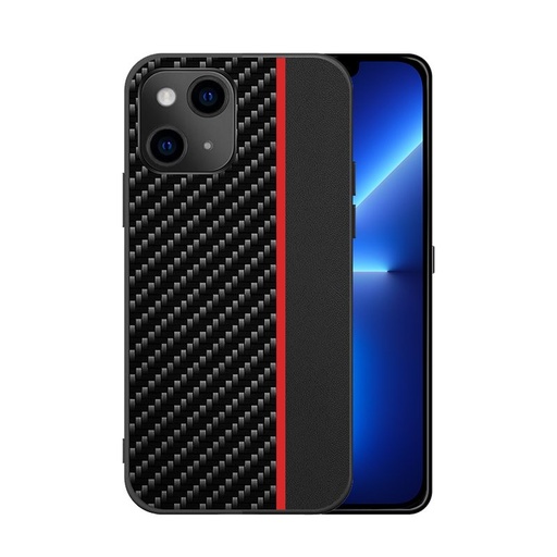 Apple iPhone 13 MOTO carbon Backcover (Schwarz Rot Mit Streifen)