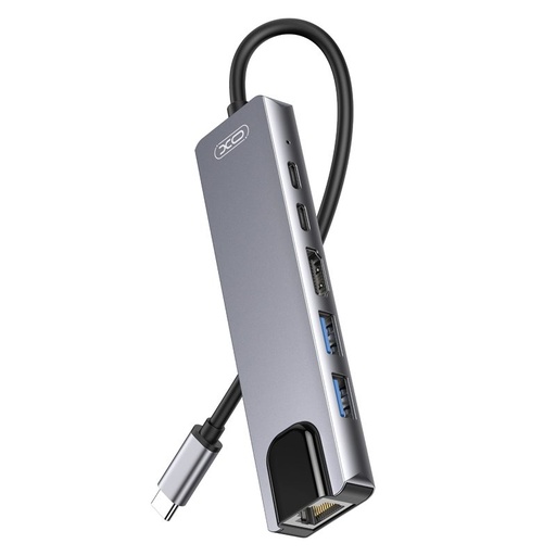 XO HUB013 6 az 1-ben Type-C Dockingstation (Tranish) – HDMI, USB, PD Laden