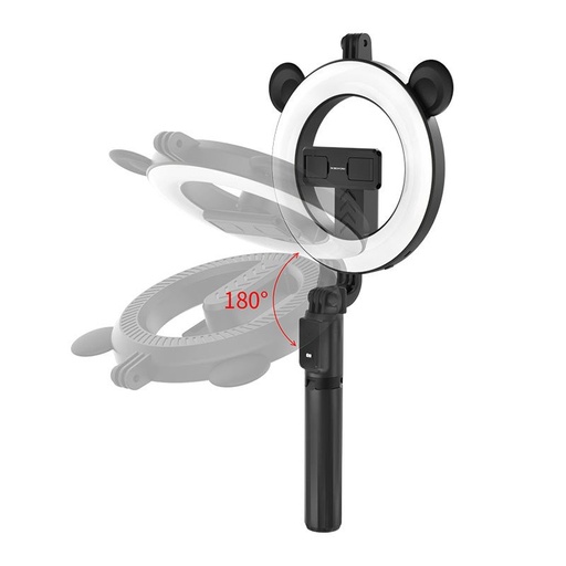 Borofone BY6 kabellos tripod selife bot, 4.7"-6.5", LED Ringlicht, schwarz