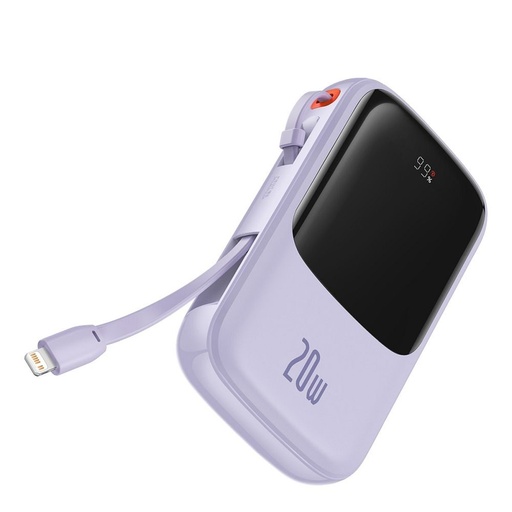 BASEUS QPow powerbank, 10000mAH mit Kapazität,20W Lade- mit Leistung, lightning mit Kabel lila