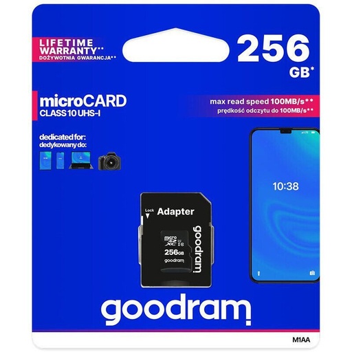 Goodram M1AA-2560R12 256GB class10 Speicherkarte,SD adapterrel schwarz