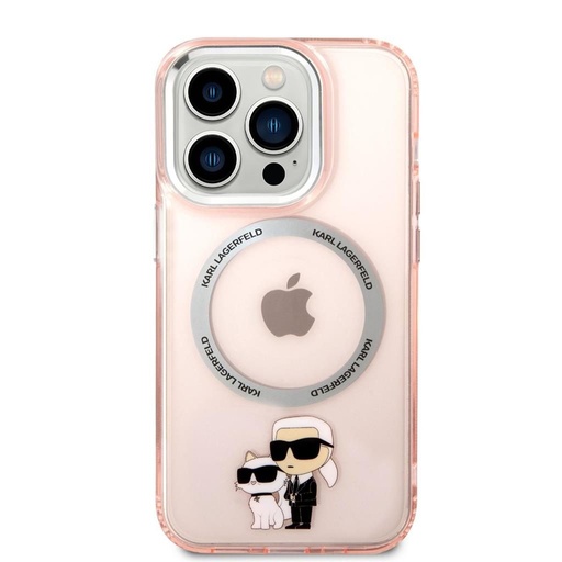 Apple iPhone 14 Pro Karl Lagerfeld MagSafe Compatible IML Karl and Choupette NFT Hülle (Rosa) – KLHMP14LHNKCIP