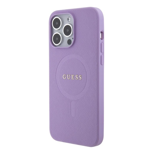 Apple iPhone 15 Pro Max Guess PU Saffiano MagSafe Hülle (Lila) - GUHMP15XPSAHMCU