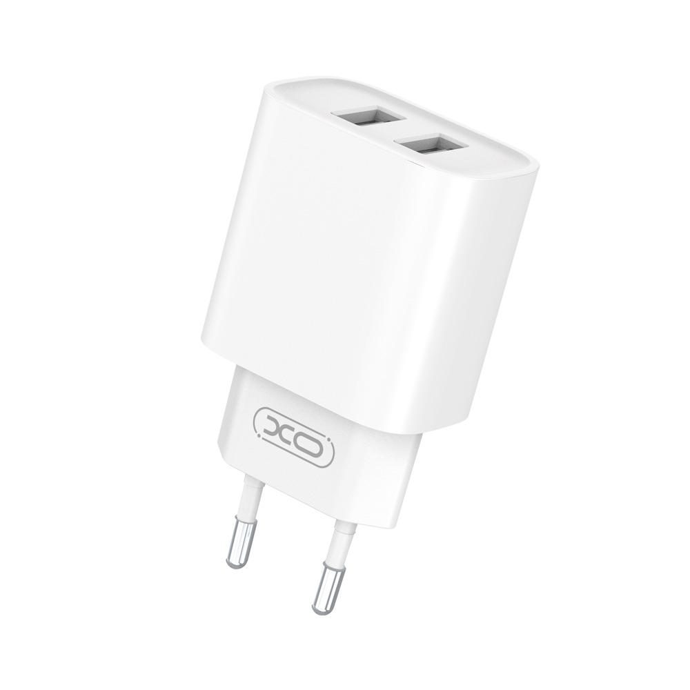 XO CE02C dupla USB töltő (Fehér) – Lightning kábellel