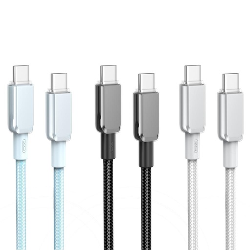 XO NB-Q250B USB-C–USB-C Datenkabel (Blau) – 60W, glänzend PVC Abdeckung