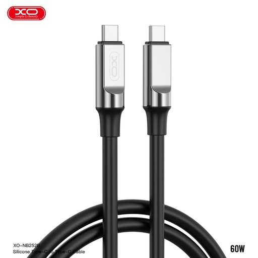 XO NB-Q252B USB-C–USB-C Datenkabel (Schwarz) – 60W, weich Silikon Abdeckung
