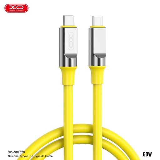 XO NB-Q252B USB-C–USB-C Datenkabel (Gelb) – 60W, weich Silikon Abdeckung