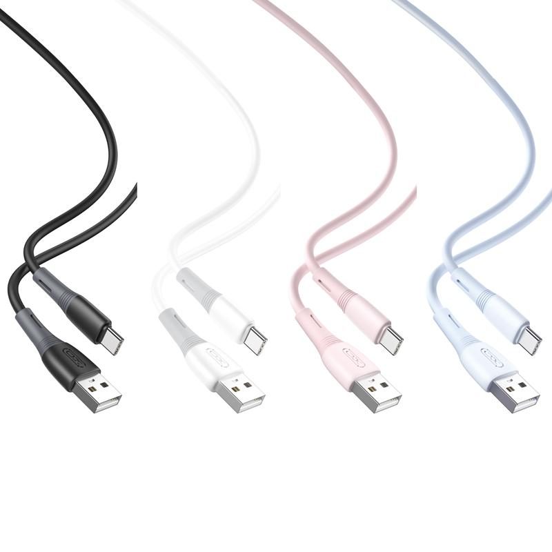 XO NB225 USB-C adatkábel (Rózsaszín) – szilikon, kétszínű kivitel
