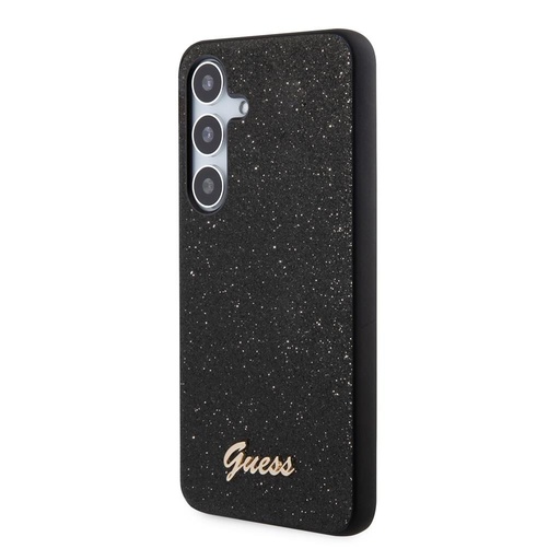 Samsung Galaxy S24+ Guess Glitter Flakes Metal Logo Hülle (Schwarz) - GUHCS24MHGGSHK