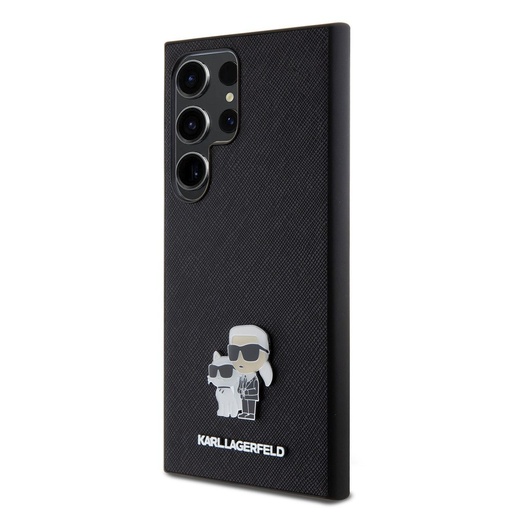 Samsung Galaxy S24 Ultra Karl Lagerfeld PU Saffiano Metal Karl and Choupette Hülle (Schwarz) – KLHCS24LPSAKCMPK