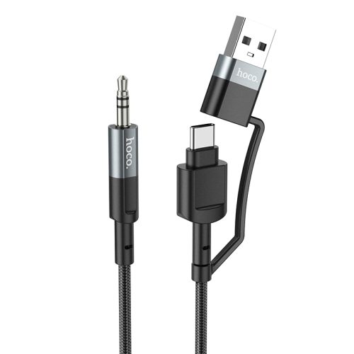Hoco UPA23 AUX Kabel type-c und lightning mit Adapter grau