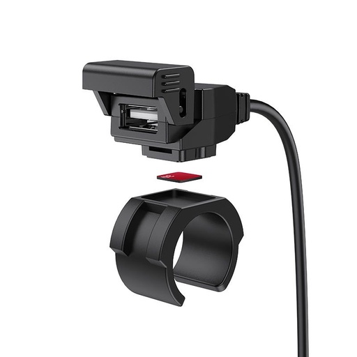 Hoco Z45 Motorrad Ladegerät, egy USB 5V / 2.4A wasserdicht Ausgang, abnehmbar Motorrad Lenkerhalterung mit Riemen schwarz