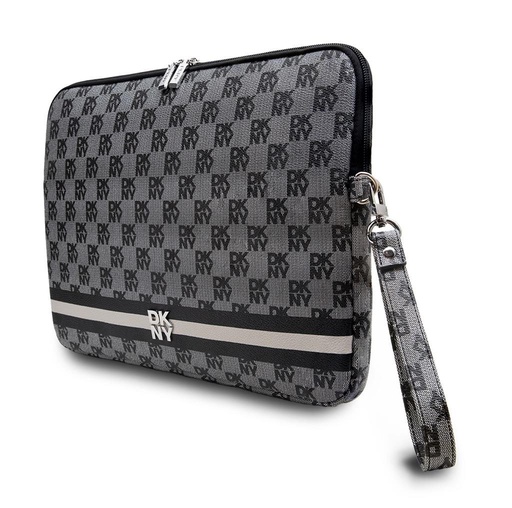 DKNY PU Leather Checkered Pattern and Stripe Laptop Hülle 15" - 16" (Schwarz - DKCS16PVSHLK)