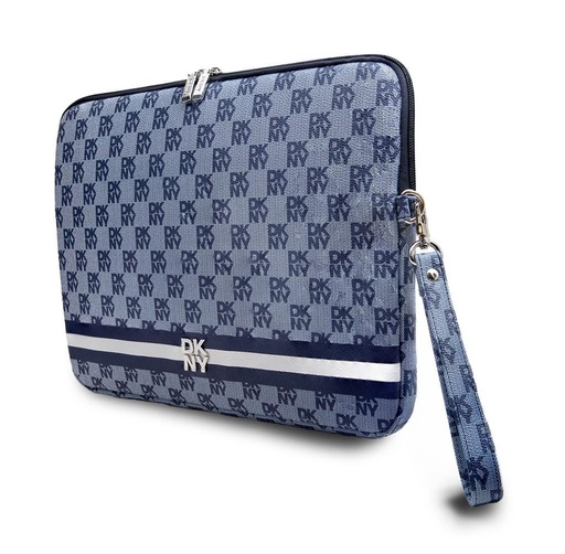 DKNY PU Leather Checkered Pattern and Stripe Laptop Hülle 13" - 14" (Blau) - DKCS14PVSHLB)