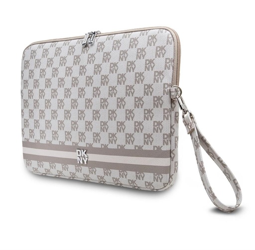 DKNY PU Leather Checkered Pattern and Stripe Laptop Hülle 13" - 14" (Beige - DKCS14PVSHLE)