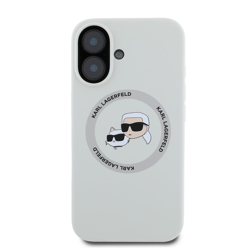 Apple iPhone 16 Karl Lagerfeld Liquid Silicone K&CH Heads MagSafe Hülle (Beige) – KLHMP16SSKCHTCE
