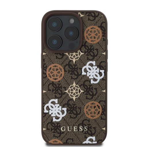 Apple iPhone 16 Pro Guess PU 4G Peony MagSafe Hülle (Braun) - GUHMP16LP4PWPW