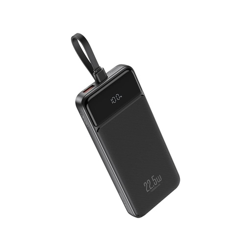 XO PR274 power bank 10000 mAh (Schwarz) – digital Display, PD 20W + QC 22.5W, 3 integriert Kabel (2× USB-C, 1× Lightning)