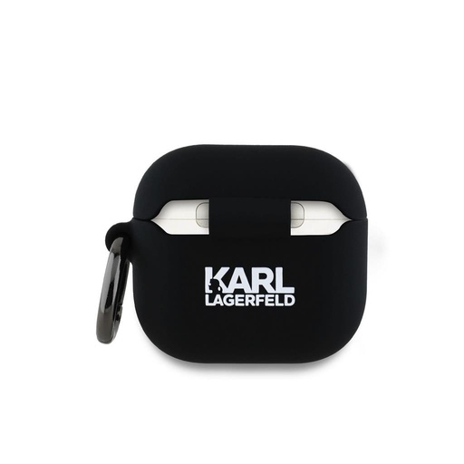 Apple AirPods 4 Karl Lagerfeld 3D Logo NFT Karl and Choupette Silicone Hülle (Schwarz) - KLA4RUNKC